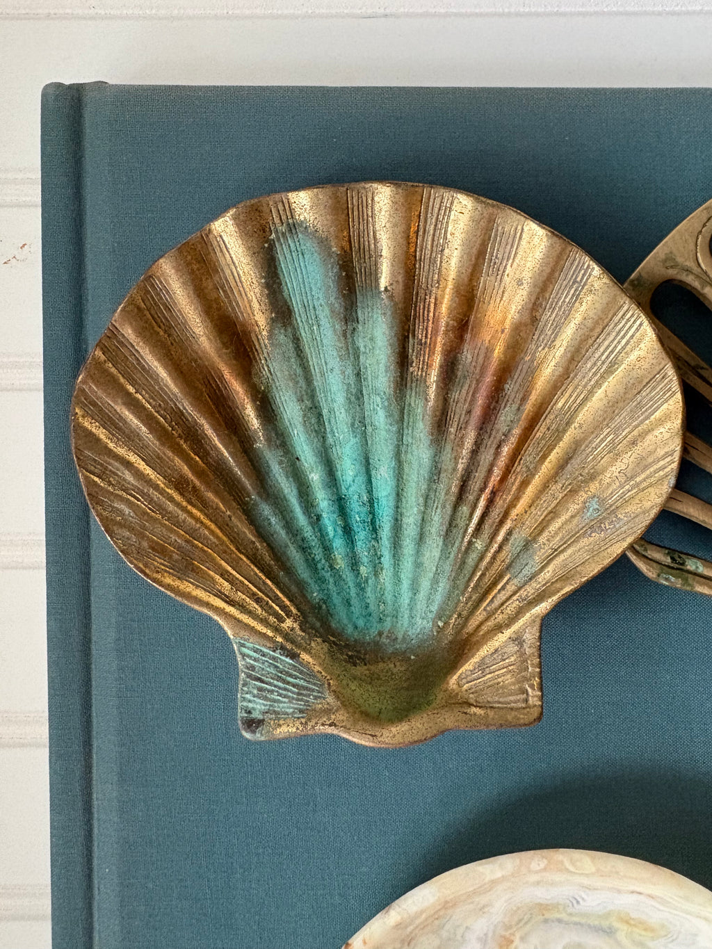 Vintage Brass Footed Shell Bowl