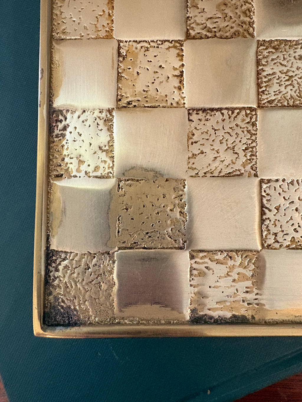 Brass Checkered Footed Riser/Trivet