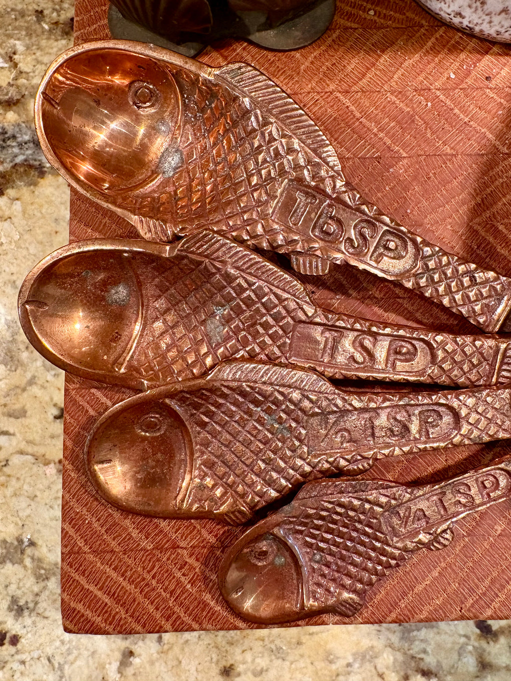 Vintage Copper Fish Measuring Spoons