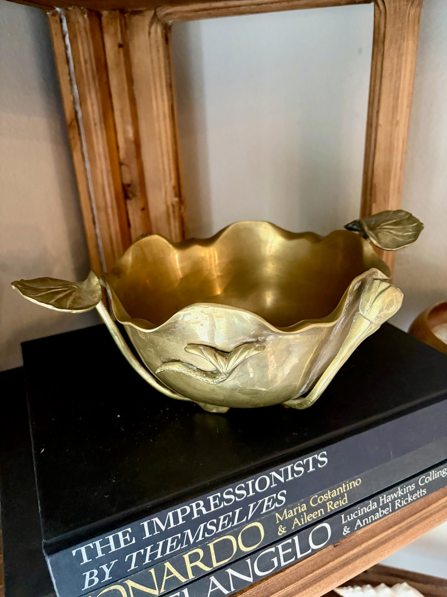 Vintage Brass Lily Pad Bowl