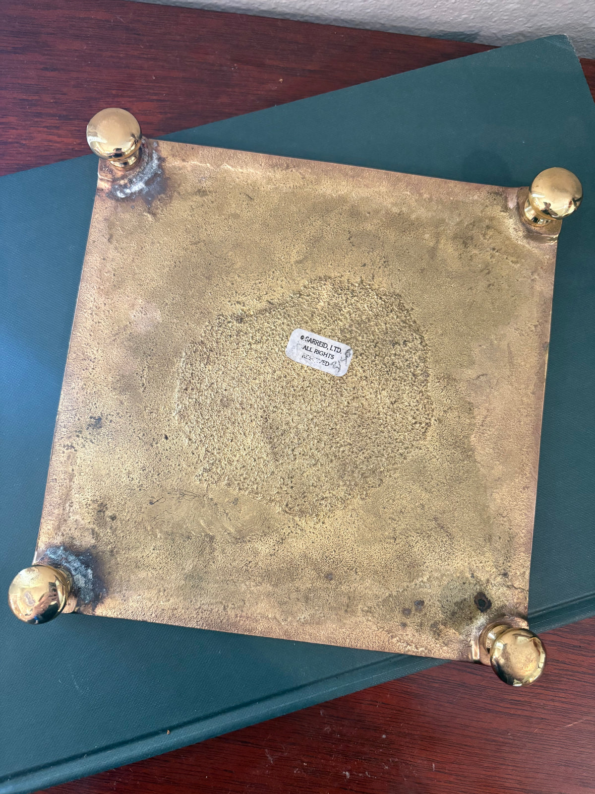 Brass Checkered Footed Riser/Trivet