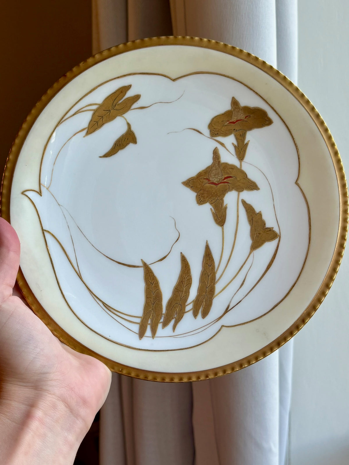 Antique Limoges France Gold & Cream Plate