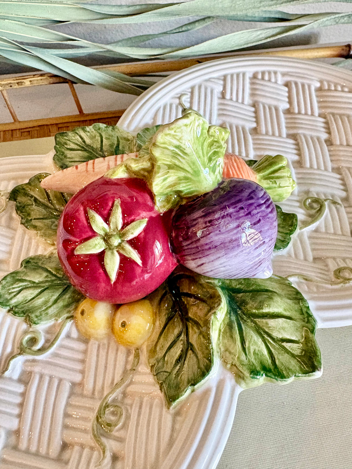 Fitz and Floyd 1995 Vegetable Garden Basket Divided Server | Fall Thanksgiving Spring