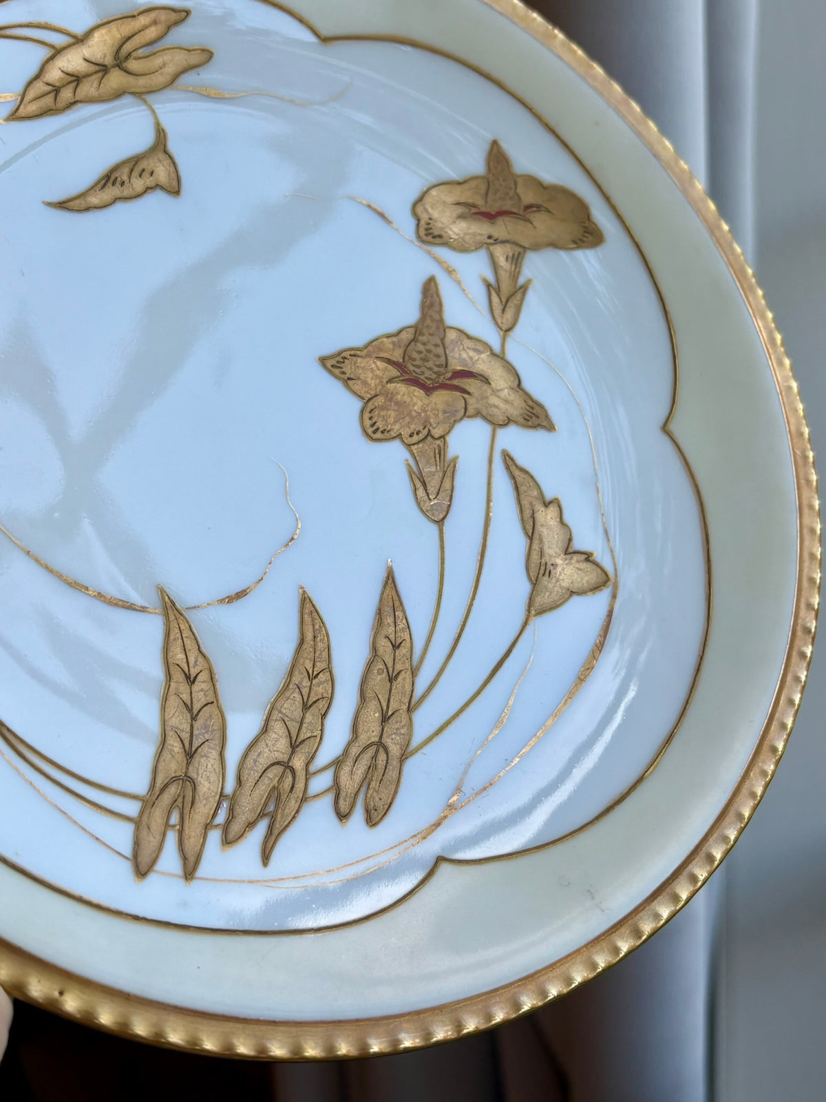 Antique Limoges France Gold & Cream Plate