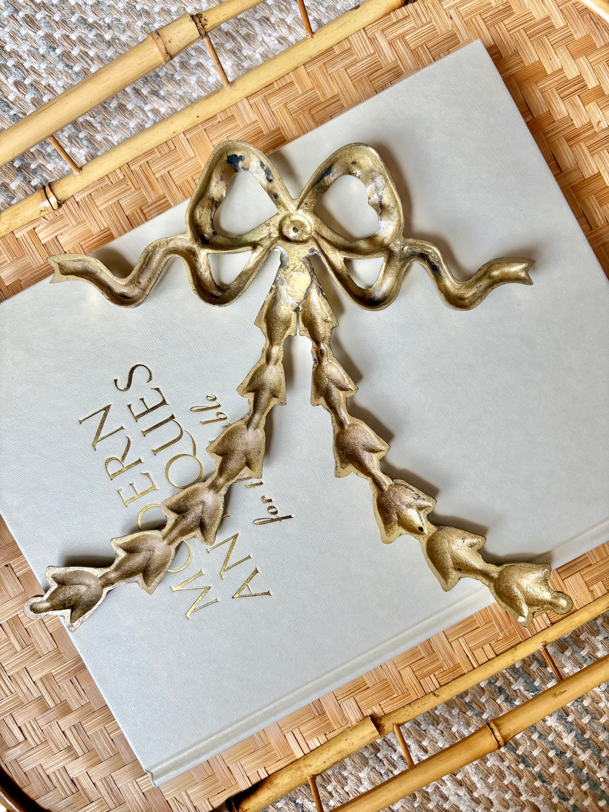 Vintage Brass Bow Wall Decor