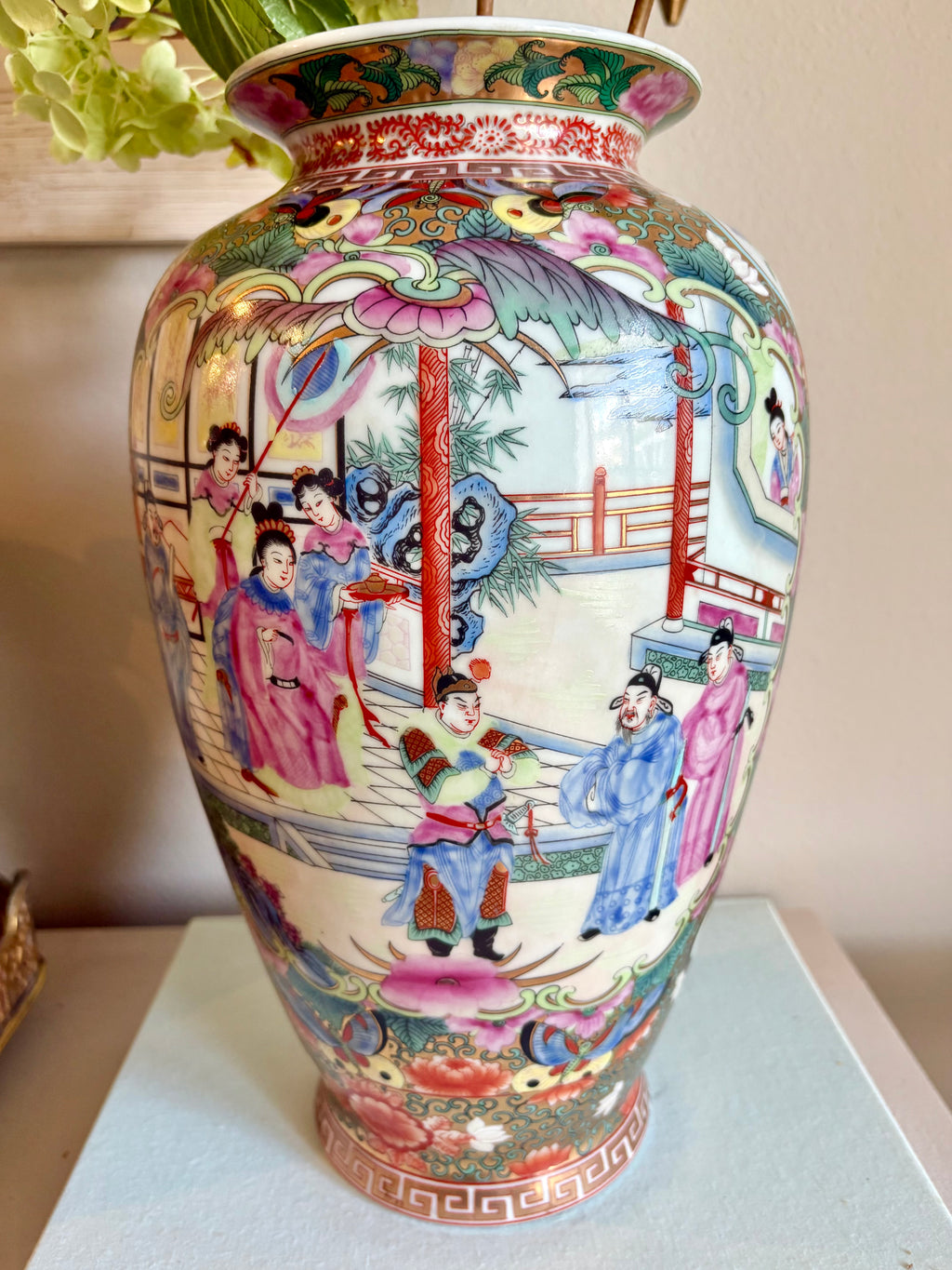 Vintage 14” Rose Medallion Vase