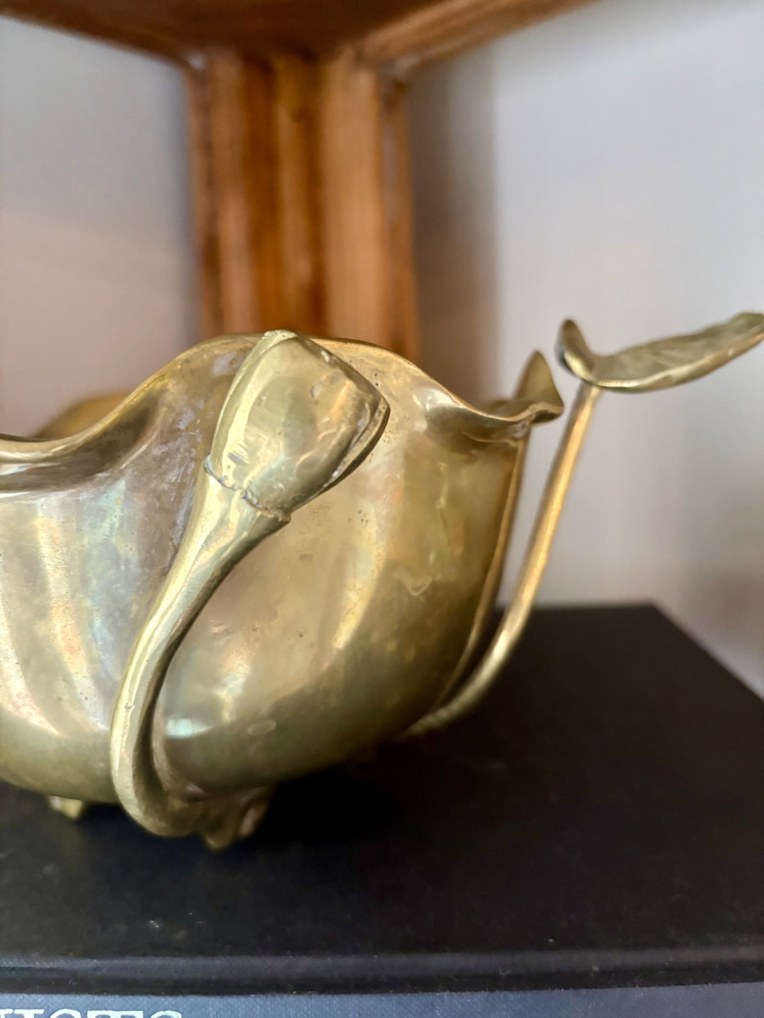 Vintage Brass Lily Pad Bowl