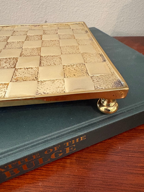 Brass Checkered Footed Riser/Trivet
