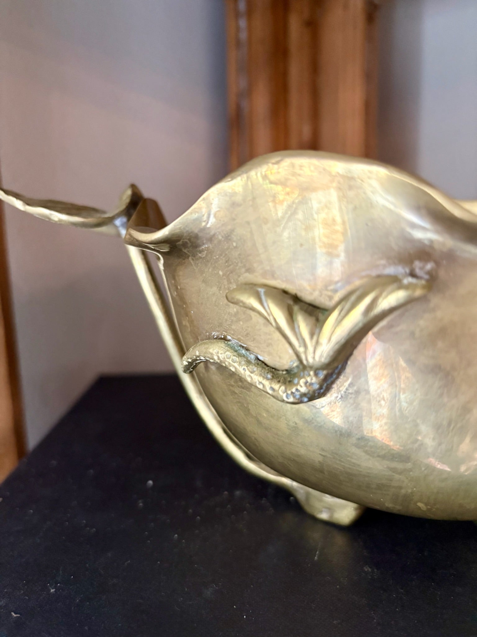 Vintage Brass Lily Pad Bowl