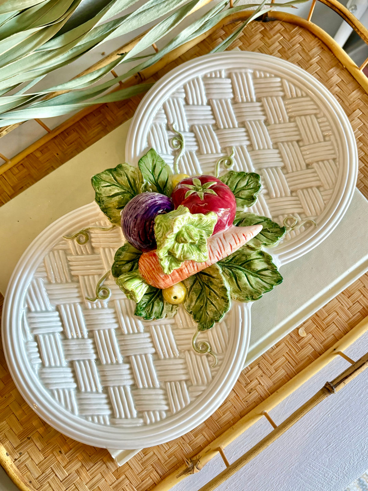 Fitz and Floyd 1995 Vegetable Garden Basket Divided Server | Fall Thanksgiving Spring