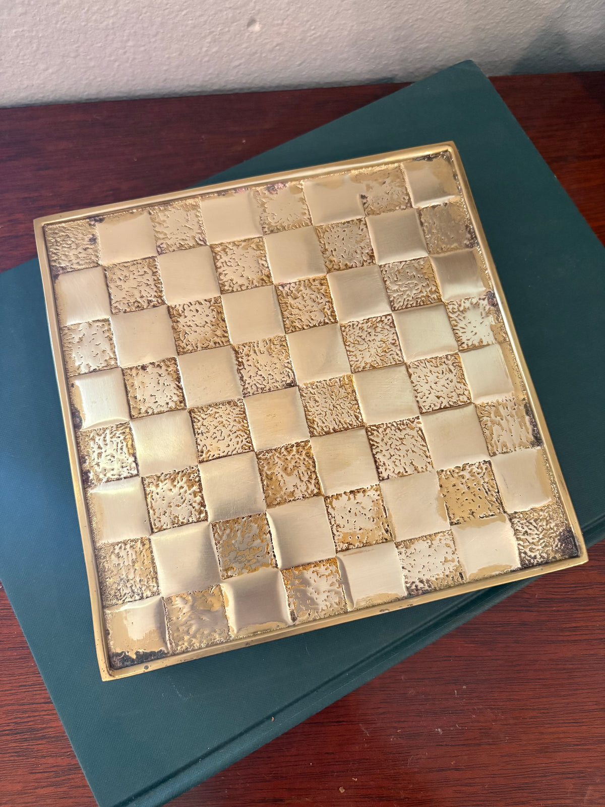 Brass Checkered Footed Riser/Trivet