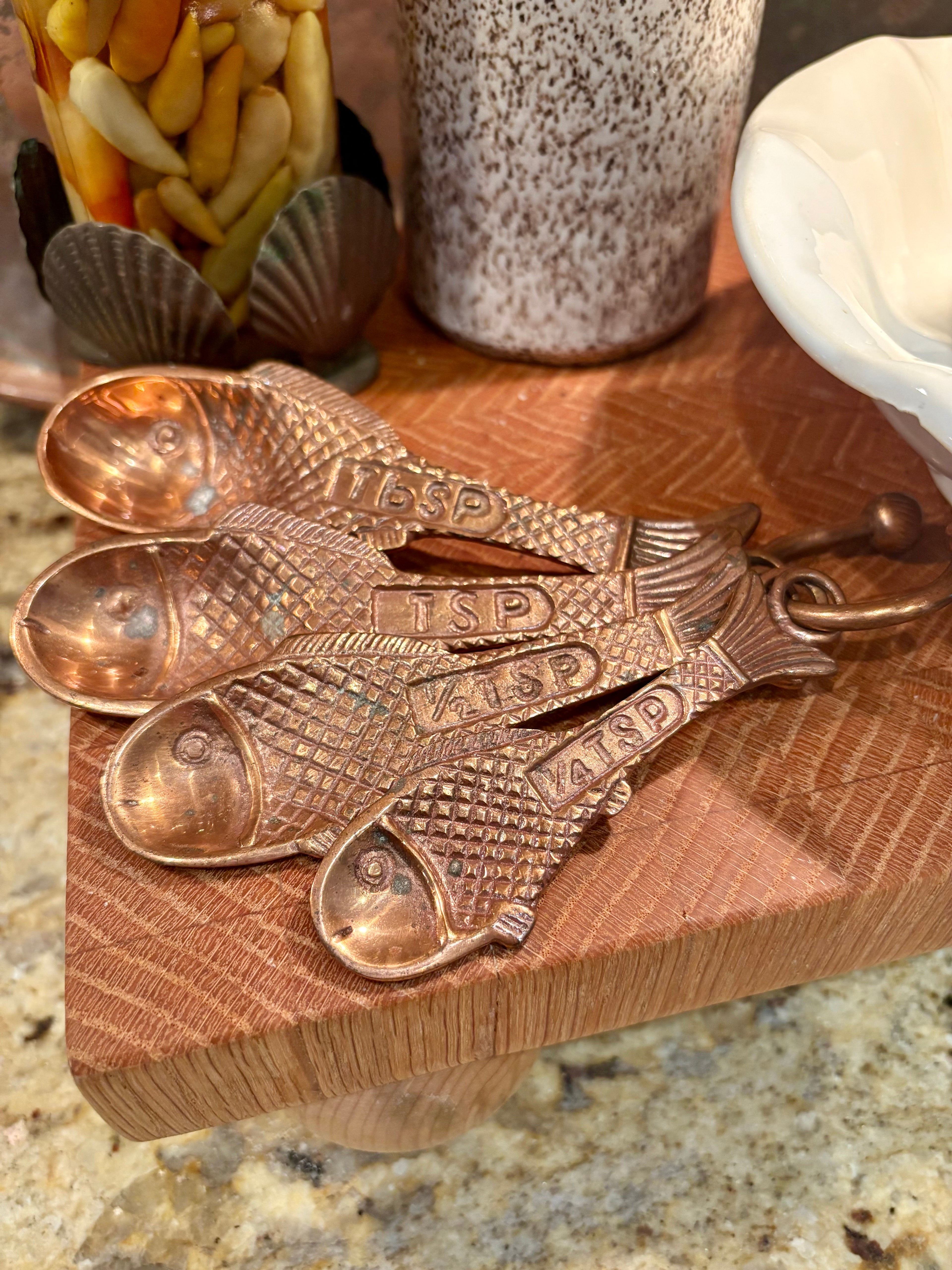 Vintage Copper Fish Measuring Spoons