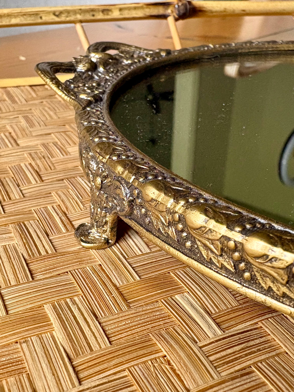 Footed Vanity Mirror Tray