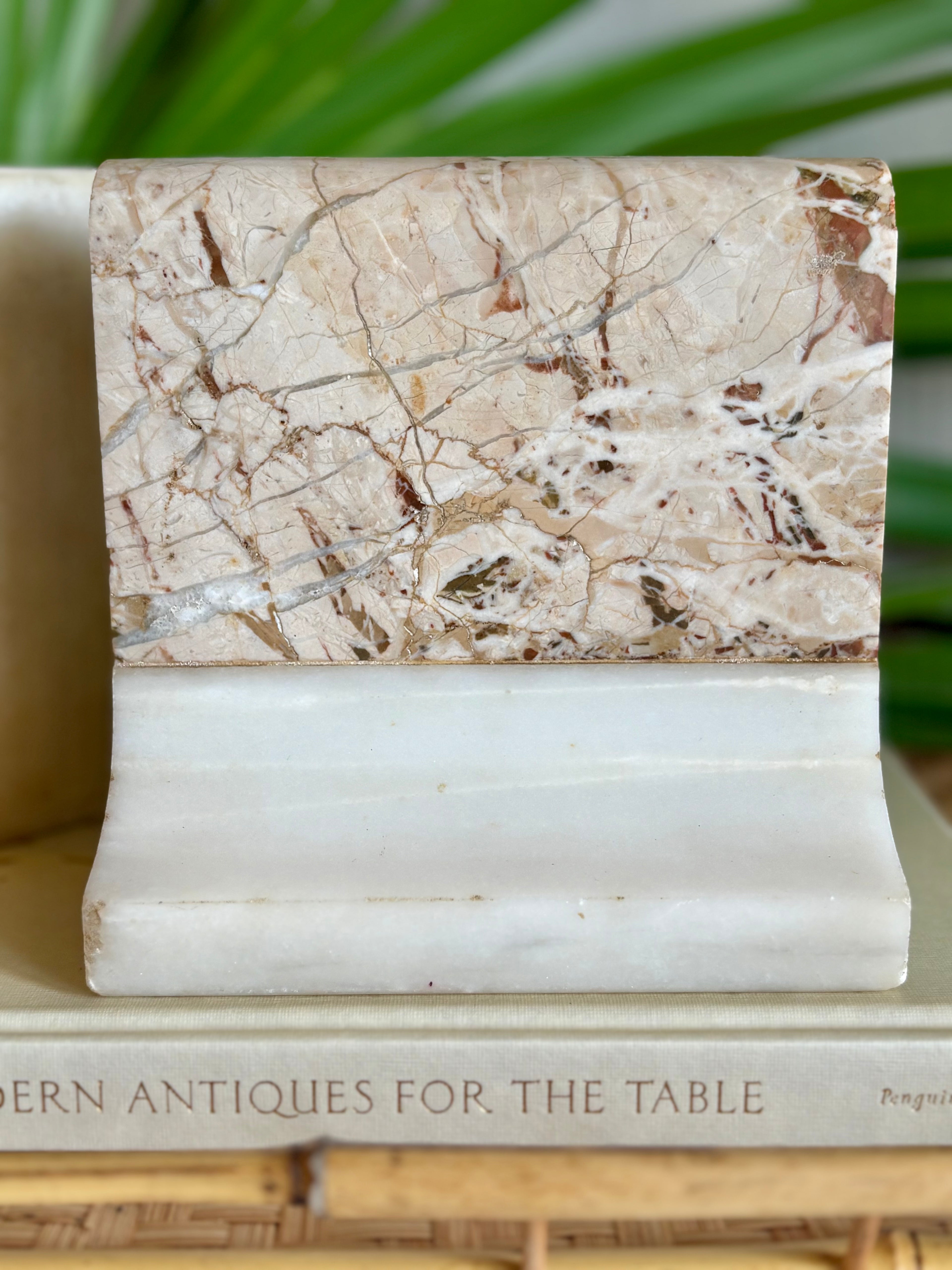 Vintage Marble Bookends, Beige