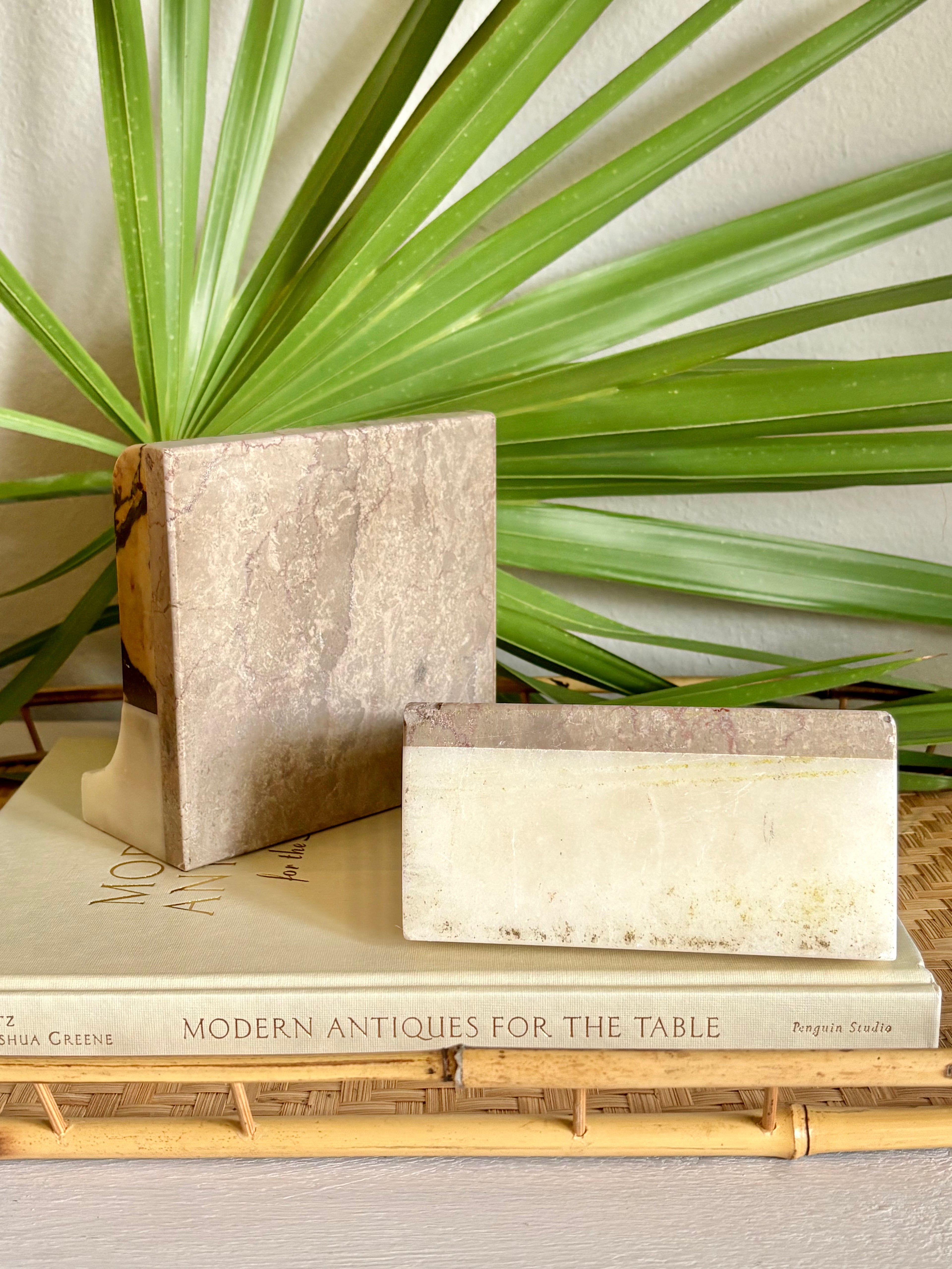 Vintage Marble Bookends, Brown