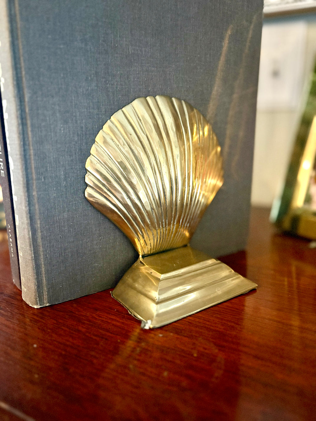 Vintage Brass Seashell Bookends Set of 2