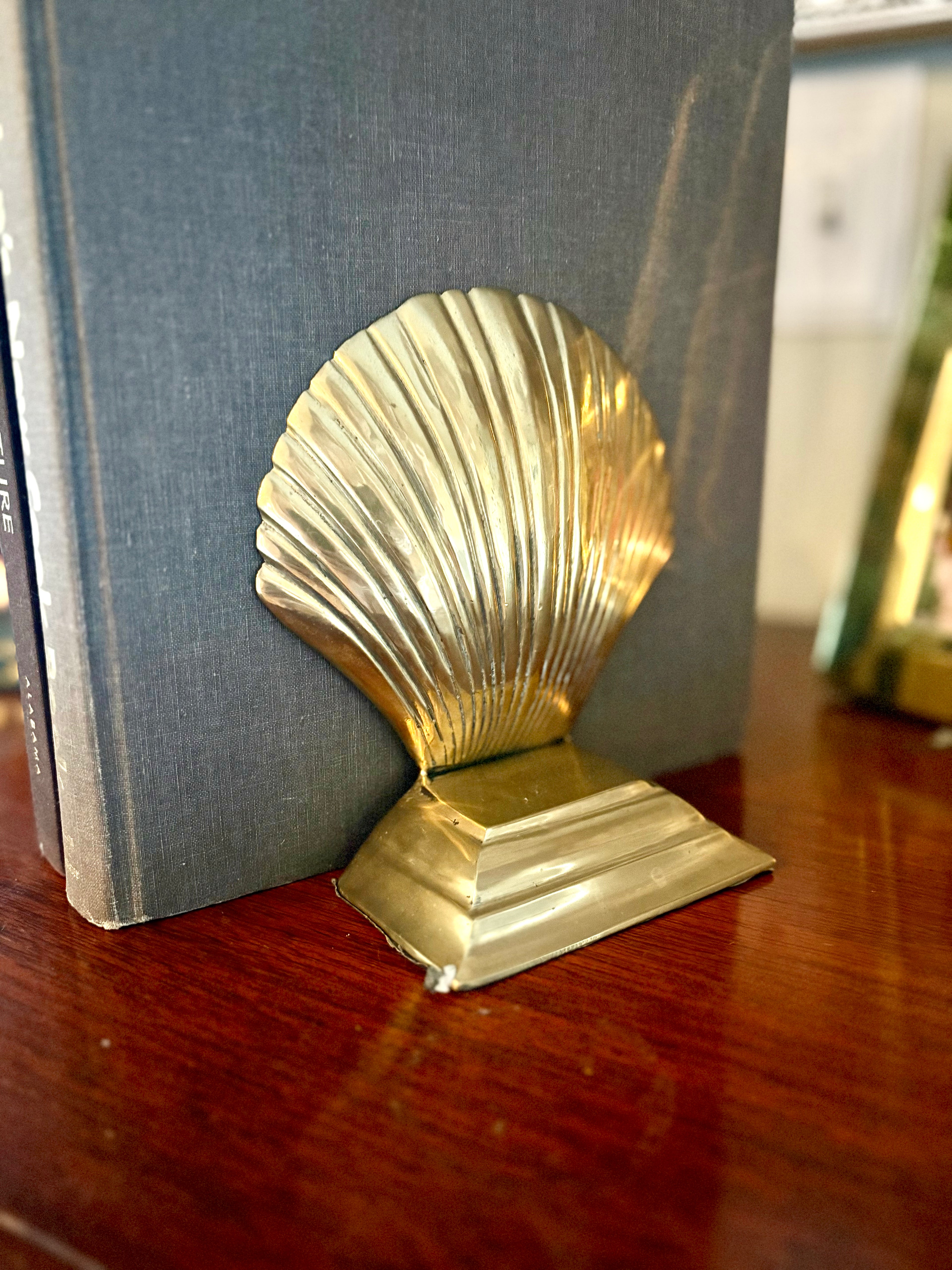 Vintage Brass Seashell Bookends Set of 2