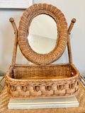 Rattan & Wood Table Top Vanity Mirror