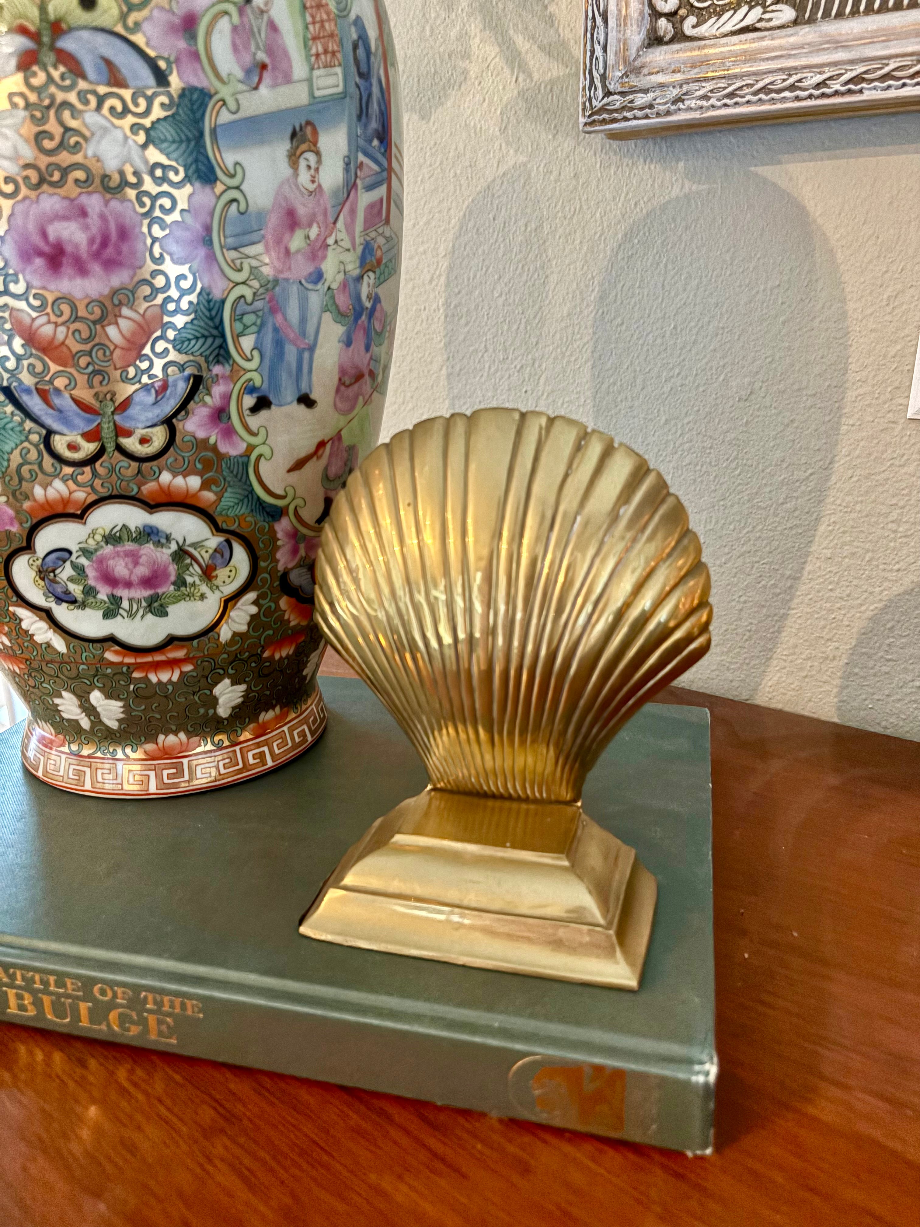 Vintage Brass Seashell Bookends Set of 2