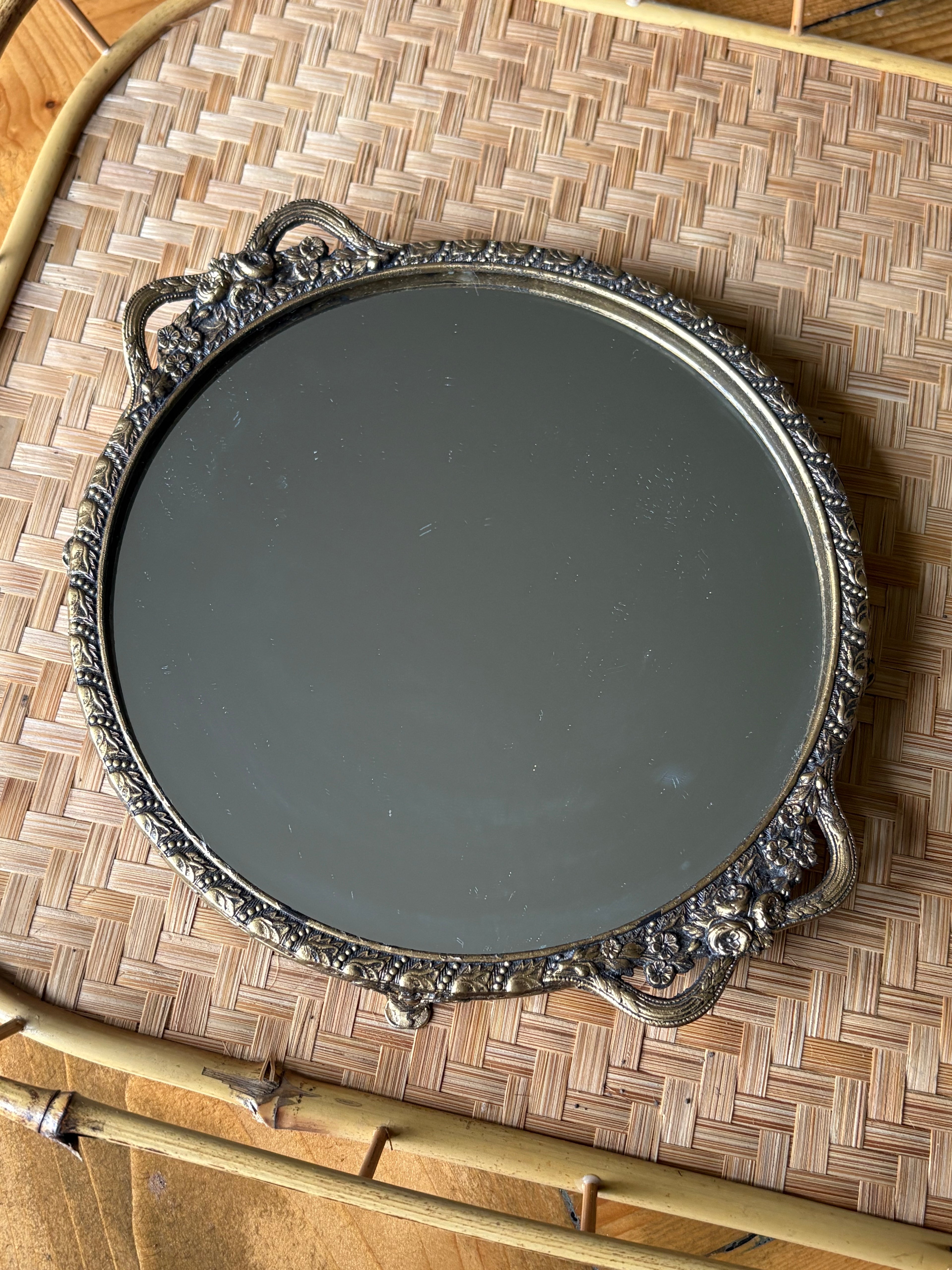 Footed Vanity Mirror Tray