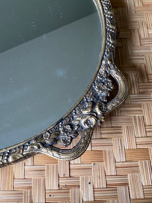 Footed Vanity Mirror Tray