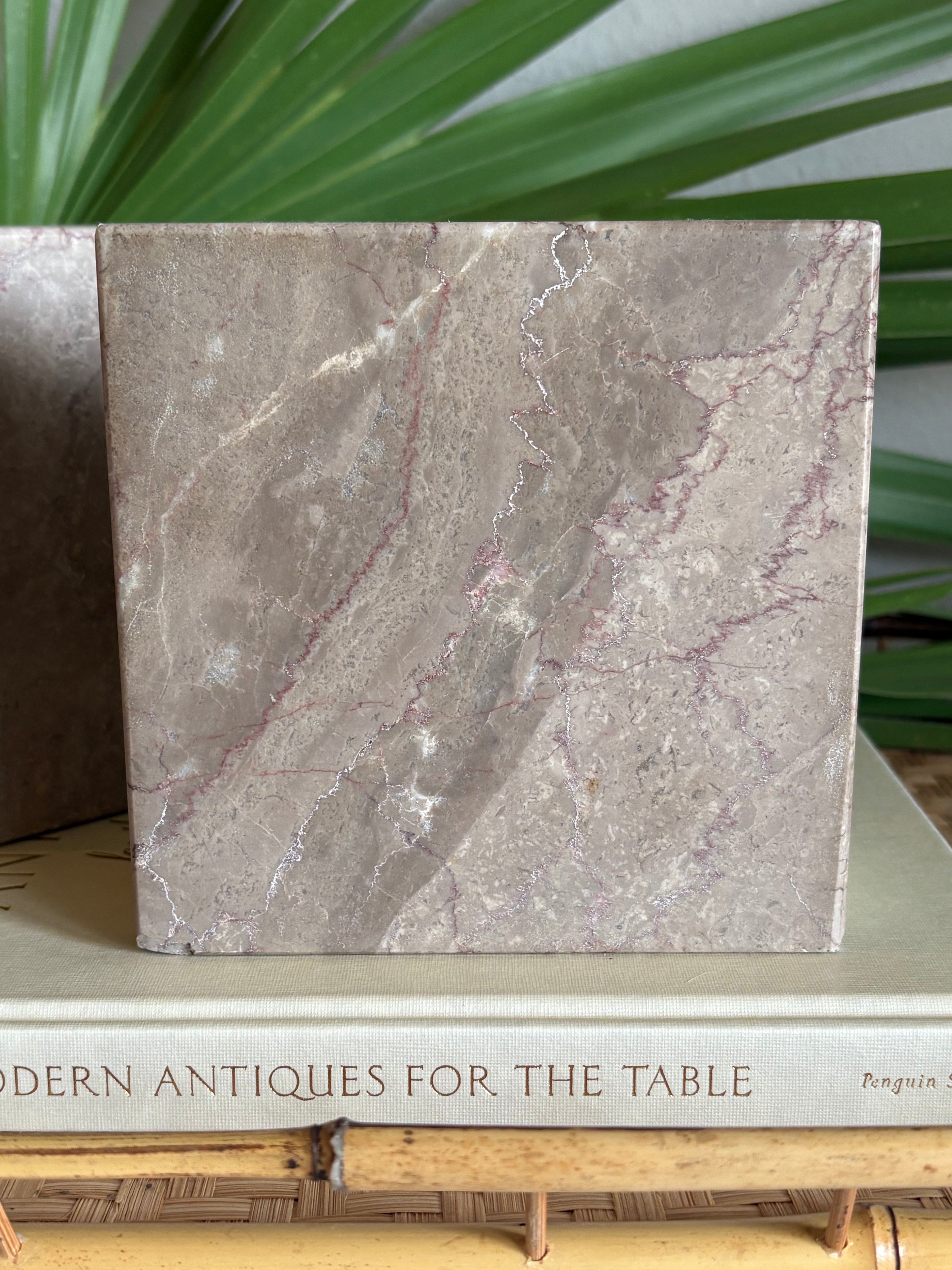 Vintage Marble Bookends, Brown