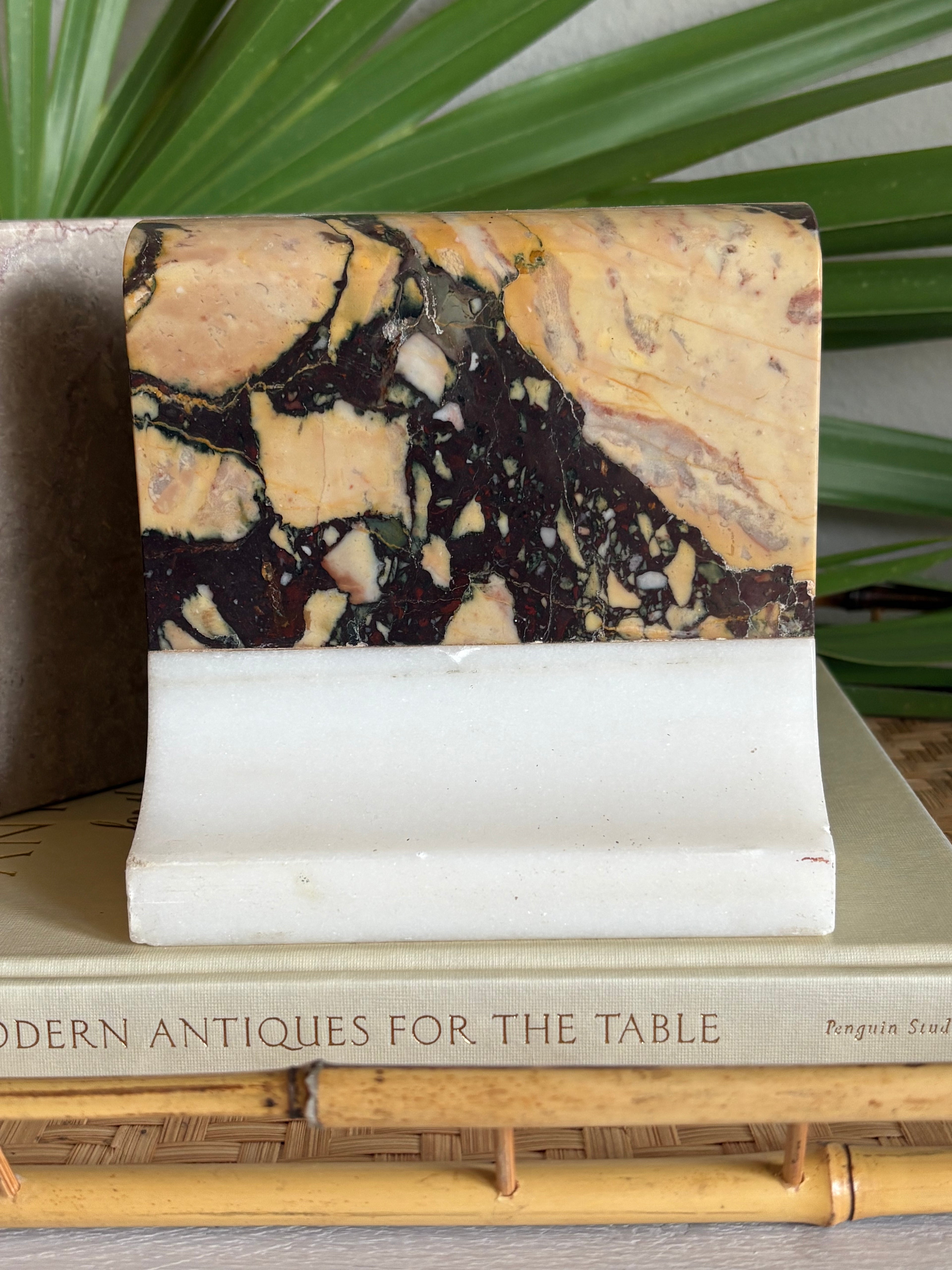 Vintage Marble Bookends, Brown