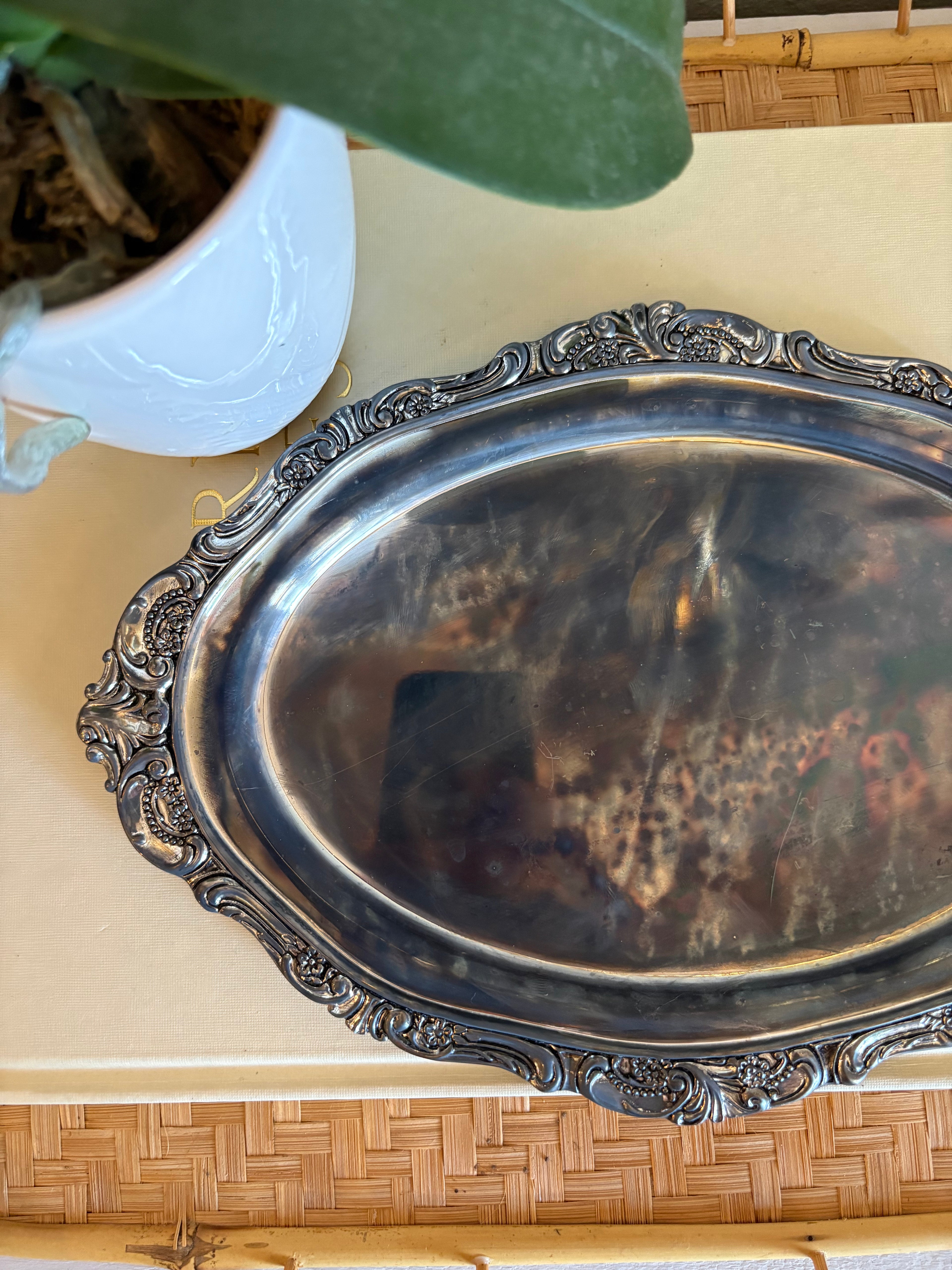 Vintage Wallace Silversmiths Grande Baroque Silver Plated Gravy Boat with Underplate